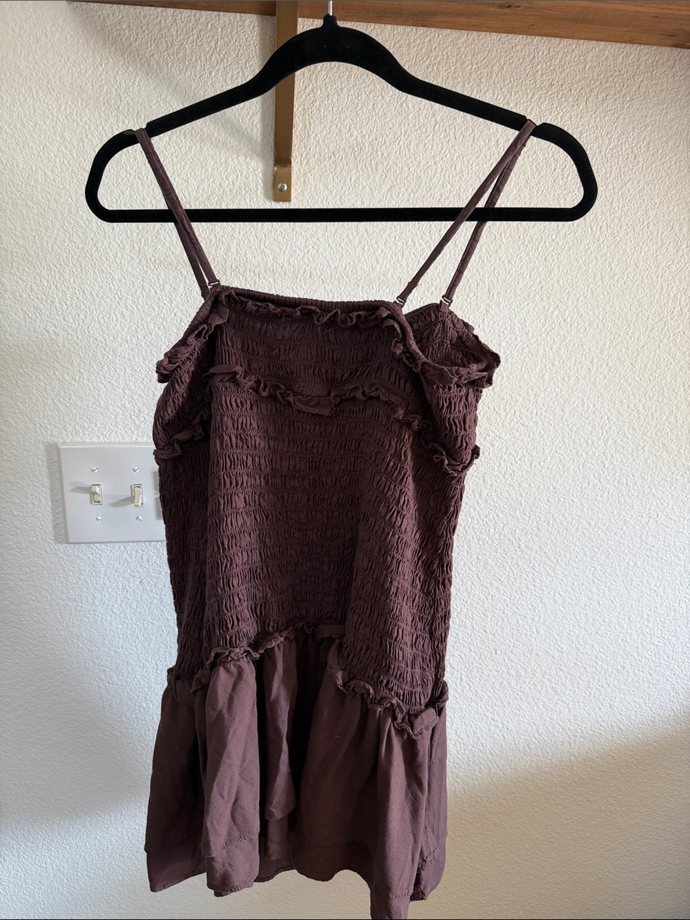 American Eagle Outfitters Chocolate Brown Smocked Strapless or Straped Mini Dres